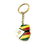 SNS Components Zimbabwe Zimbabwean Africa African Gold Country Flag Key Ring Metal Enamel Keyring