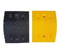 SNS SAFETY LTD RSB-215MBY-D Road Speed Bump pair Black and Yellow Middle Parts 25x35x5cm with plugless concrete anchors