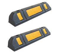 SNS SAFETY LTD RWS-225x2 Rubber Parking Wheel Stop for Commercial and Domestic Car Parks and Private Garages, Black and Yellow, 60x12x10 cm (Pack of 2)