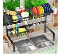 SNSLXH 2-Tier Over The Sink Dish Drying Rack, Kitchen Large Dish Drying Rack Over The Sink, Suitable for Most Sinks, Effective Dish Drying, Kitchen Drying Rack（24.8"-35.4"）