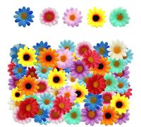 SNSYGN 100 PCS Artificial Flower Heads, Small Artificial Flowers Multi-Color Small Fake Flowers Faux Flowers Sunflowers Heads for DIY Wreath Wedding Craft Party Table Decor, 4cm