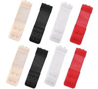 SNSYGN Bra Extender, Soft Bra Strap Extensions Elastic Extenders Set 2 Rows 2 Hooks for Women Ladies (Skin White Black Red)