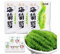 SntCrave Sea Grapes 3 Packs | Green Caviar, 0 Sugar, Low Calorie | 0g sugar, 0 additives. Crispy, popping texture. Includes 3 sauce packets. Perfect for salads, sushi & sides.
