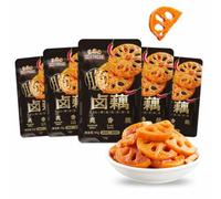 SntCrave Spicy Braised Lotus Root Crisps, Vegan Snack 5 Pack 200g | Crispy braised lotus root snack, spicy savoury. 5 sealed packs. Ready to eat - office, sharing, movie nights.