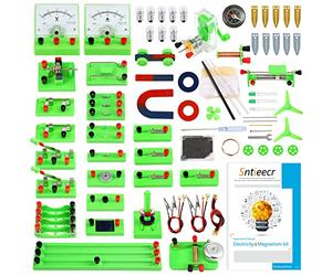 Sntieecr STEM Physics Electric Circuit Learning Starter Kit, Science Lab Basic Electricity Magnetism Experiment Education Kits Set for Junior Senior High School Students Electromagnetism Exploration