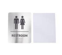 SNTSNTBOM for Braille Bathroom Signs, Handicap Accessible Design, Raised Letters and Graphics, Self Adhesive, Brushed Stainless Steel, 8 x 6 Inch, Gender Inclusive