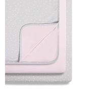 Snüz 3 Piece Crib Bedding Set - 100% Jersey Cotton - Grey & Pink Blanket and Crib Sheets - Rose Spot