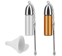 Snuff Bottle with Spoon Small Funnel, Bottle Cap and Spoons Integrated Portable Storage Bottles Kit,Spice Powder Tool with Spoon Glass Storage Buttle