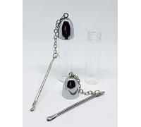 Snuff Glass Bottles with Long Metal Spoon ON Chain (Pack of 2)