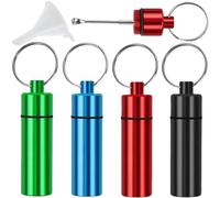 Snuff Kit | 4 Pack 6.91ml Aluminum Storage Container with Retractable Spoon | Black Red Green Blue Snuff Vial Sniffer Tool