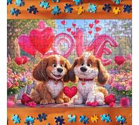 Snuffle 130 Piece Valentine's Day Themed Puzzle Set Valentine's Day Puzzle For Couples And Children Great For Family Games A2 Airship (Red, 21X30CM)