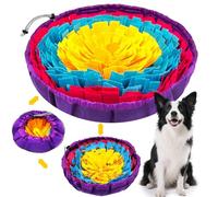 Snuffle Mat for Dogs, 48×48cm Adjustable 2-in-1 Slow Feeder Bowl Interactive Enrichment Puzzle Toy, Foraging Mat for Small Medium Large Dogs Cats Puppies Mental Stimulation Anxiety Relief (Multicolor)