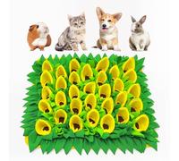 Snuffle Mat for Dogs, Cats, Rabbits, Guinea Pigs, Durable Washable Pet Feeding Mat, Flower & Grass Slow Feeder, Nose Work Training Pad, Anxiety Relief & Mental Stimulation(S, Yellow)