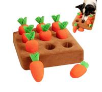 Snuffle Mat For Dogs - Flannel 35x35cm | 9-Piece Plush Carrot Sniffing Game | Interactive Squeaky Toy For Mental Stimulation And Slow Feeding | Boredom Breaker Fr Small To Medium Pets Daily Use
