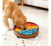 Snuffle Mat for Dogs Large Breed - 20 Inch Round Dog Sniffing Mat with 3 Suction Cups & Non-Slip Base, Slow Feeder Puzzle Toy for Mental Stimulation, Anxiety Relief, Durable Machine Washable (Rainbow)