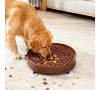 Snuffle Mat for Dogs Large Breed - 20 Inch Round Dog Sniffing Mat with 3 Suction Cups & Non-Slip Base, Slow Feeder Puzzle Toy for Mental Stimulation, Anxiety Relief, Durable Machine Washable (Brown)