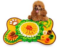 Snuffle Mat for Dogs, Pet Snuffle Mat for Small and Medium Dogs, Interactive Sniff Mat Feeding Mat for Puppies, Slow Feeder Dog Treat Mat for Training and Stress Relief (Bone Shape) (Orange, One Size)