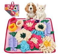 Snuffle Mat for Dogs, Puppy Slow Feeding Snuffle Mat with Handle Non Slip Bottom Stimulate Natural Foraging Instinct Relieve Boredom for Hamster Rabbit Cat Small Medium Dog 39x34cm(Pink)