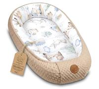 Snug Baby Nest Newborn - Baby Pod soft cuddly portable | Cosy warm lovely for Cot Toddler Bed Crib Moses Basket Nursery and Travel - Boys Girls Minky Hedgehog Khaki
