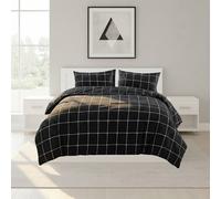 Snug City Box Dot Pattern Duvet Cover Set Soft Easy Care Contemporary Bedding in Black | Size: King Snug City Black King