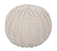 Snug City Cable Knit Round Pouffe Chunky Seat Decor Footstool Ottoman 100% Cotton Handmade in Cream Snug City Cream