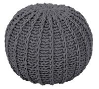 Snug City Cable Knit Round Pouffe Chunky Seat Decor Footstool Ottoman 100% Cotton Handmade in Grey Snug City Grey