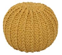 Snug City Cable Knit Round Pouffe Chunky Seat Decor Footstool Ottoman 100% Cotton Handmade in Yellow Snug City Yellow