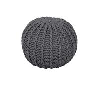 Snug City Cable Knit Round Pouffe Chunky Seat Footstool Ottoman 100% Cotton Handmade - Grey
