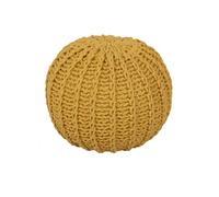 Snug City Cable Knit Round Pouffe Chunky Seat Footstool Ottoman 100% Cotton Handmade - Ochre