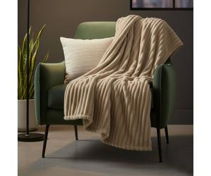 Snug City Chunky Ribbed Mink Throw Ultra Soft Warm Elegant Blanket for Sofa Bed in Beige | Size: 150 cm x 200 cm Snug City Beige 150 cm x 200 cm