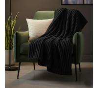 Snug City Chunky Ribbed Mink Throw Ultra Soft Warm Elegant Blanket for Sofa Bed in Black | Size: 200 cm x 240 cm Snug City Black 200 cm x 240 cm