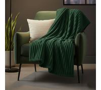 Snug City Chunky Ribbed Mink Throw Ultra Soft Warm Elegant Blanket for Sofa Bed in Green | Size: 150 cm x 200 cm Snug City Green 150 cm x 200 cm