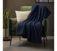 Snug City Chunky Ribbed Mink Throw Ultra Soft Warm Elegant Blanket for Sofa Bed in Navy | Size: 200 cm x 240 cm Snug City Navy 200 cm x 240 cm