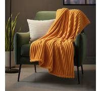 Snug City Chunky Ribbed Mink Throw Ultra Soft Warm Elegant Blanket for Sofa Bed in Orange | Size: 150 cm x 200 cm Snug City Orange 150 cm x 200 cm