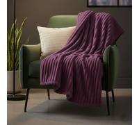 Snug City Chunky Ribbed Mink Throw Ultra Soft Warm Elegant Blanket for Sofa Bed in Plum | Size: 200 cm x 240 cm Snug City Plum 200 cm x 240 cm