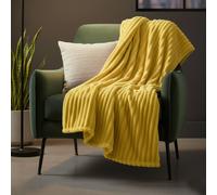 Snug City Chunky Ribbed Mink Throw Ultra Soft Warm Elegant Blanket for Sofa Bed in Yellow | Size: 200 cm x 240 cm Snug City Yellow 200 cm x 240 cm