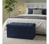 Snug City Crushed Velvet Rectangle Storage Box with Lid Elegant Organizer in Navy | Size: Large Snug City Navy L