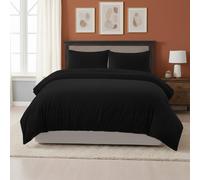 Snug City Embossed Stripe Duvet Cover Soft Microfibre Bedding with Pillowcases in Black | Size: Single Snug City Black Single