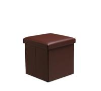 Snug City Faux Leather Storage Ottoman Storage Box With Lid Foldable - 38x38x38cm Square - Brown