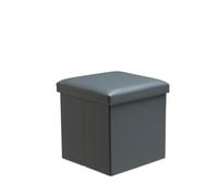Snug City Faux Leather Storage Ottoman Storage Box With Lid Foldable - 38x38x38cm Square - Grey