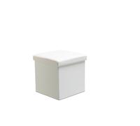 Snug City Faux Leather Storage Ottoman Storage Box With Lid Foldable - 38x38x38cm Square in White | Size: Small Snug City White S