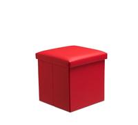 Snug City Faux Leather Storage Ottoman Storage Box With Lid Foldable - 38x38x38cm Square - Red