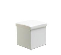 Snug City Faux Leather Storage Ottoman Storage Box With Lid Foldable - 38x38x38cm Square - White