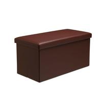 Snug City Faux Leather Storage Ottoman Storage Box With Lid Foldable - 76x38x38cm Rectangle - Brown