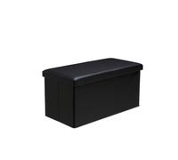 Snug City Faux Leather Storage Ottoman Storage Box With Lid Foldable - 76x38x38cm Rectangle in Black | Size: Large Snug City Black L