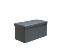 Snug City Faux Leather Storage Ottoman Storage Box With Lid Foldable - 76x38x38cm Rectangle in Grey | Size: Large Snug City Grey L