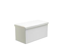 Snug City Faux Leather Storage Ottoman Storage Box With Lid Foldable - 76x38x38cm Rectangle in White | Size: Large Snug City White L