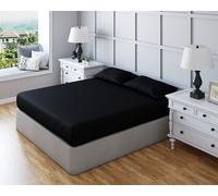 Snug City Fitted Sheet Polycotton Plain Dyed Extra Deep 25cm Bed Linen in Black | Size: Double Snug City Black Double