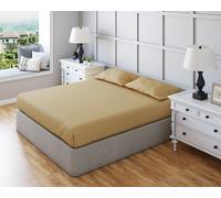 Snug City Fitted Sheet Polycotton Plain Dyed Extra Deep 25cm Bed Linen in Tan | Size: Cot Bed Snug City Tan Cot Bed
