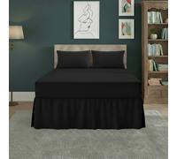 Snug City Fitted Valance Bed Sheet Polycotton Mattress Cover & Frill Easy Care in Black | Size: Double Snug City Black Double